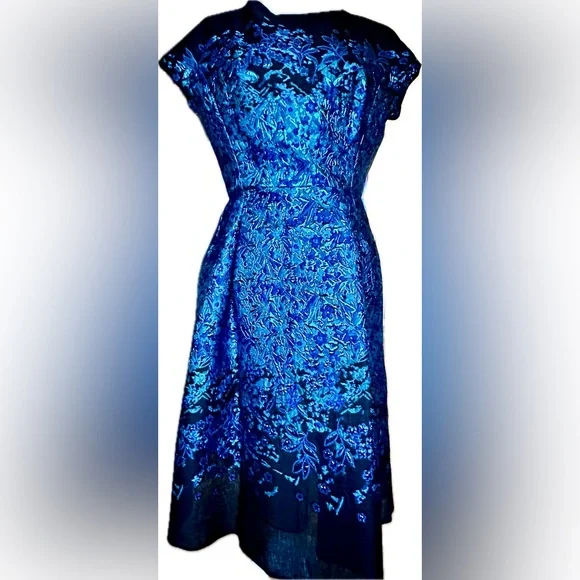 electric blue and black dress Electric Blue Satin Halter Neck Dress With Lace-Up Back